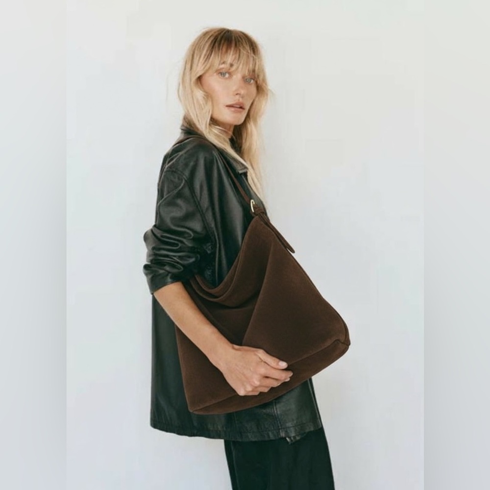 chocolate brown Suede super large Hobo Bag